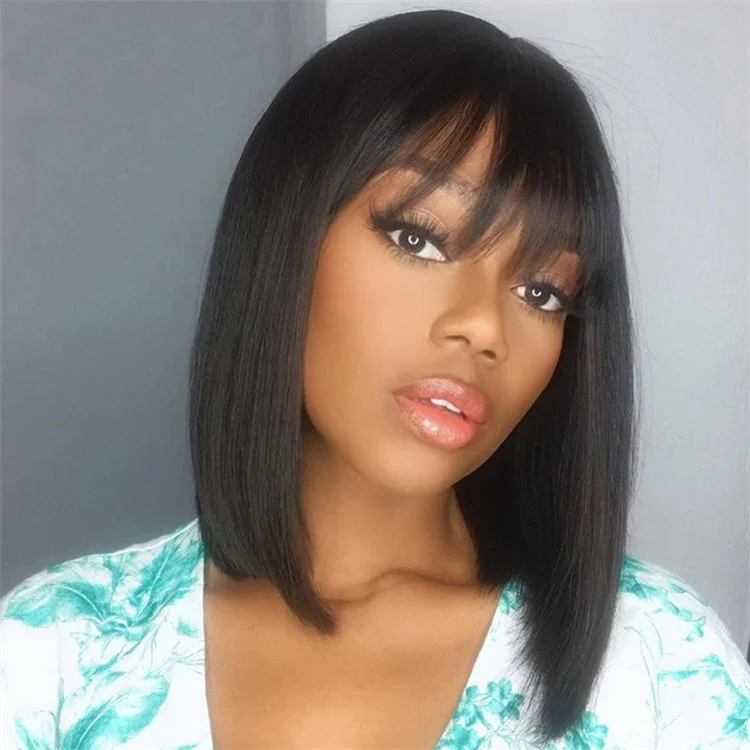 Wholesale Wigs Human Hair with Bangs Bob Wigs with Bangs Long Bang Wig