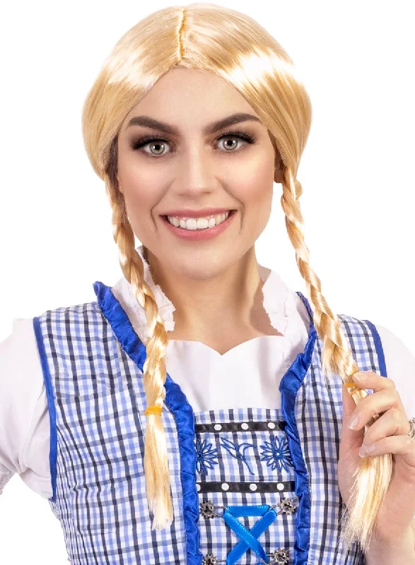 Bavarian Beauty Womens Blonde Plaited Costume Wig