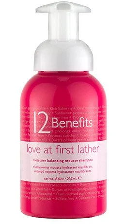 12 BENEFITS LOVE AT FIRST LATHER MOISTURE BALANCING MOUSSE SHAMPOO 8 OZ