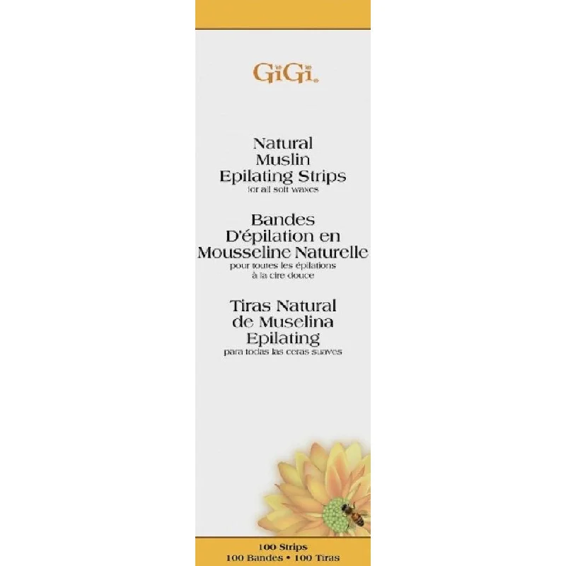 Gigi Natural Muslin Epilating Strips, Petite, 100Pk